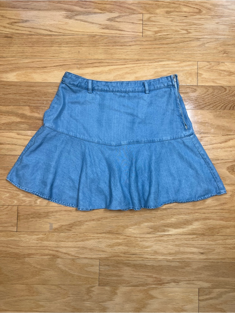 Zara Light Wash Denim Flounce Mini Skort - Picture 1 of 9